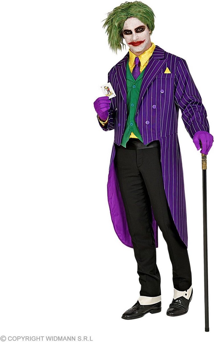 Joker Kostuum | Patser Patsy Slipjas Paars Met Krijtstreep Man | Large | Halloween | Verkleedkleding